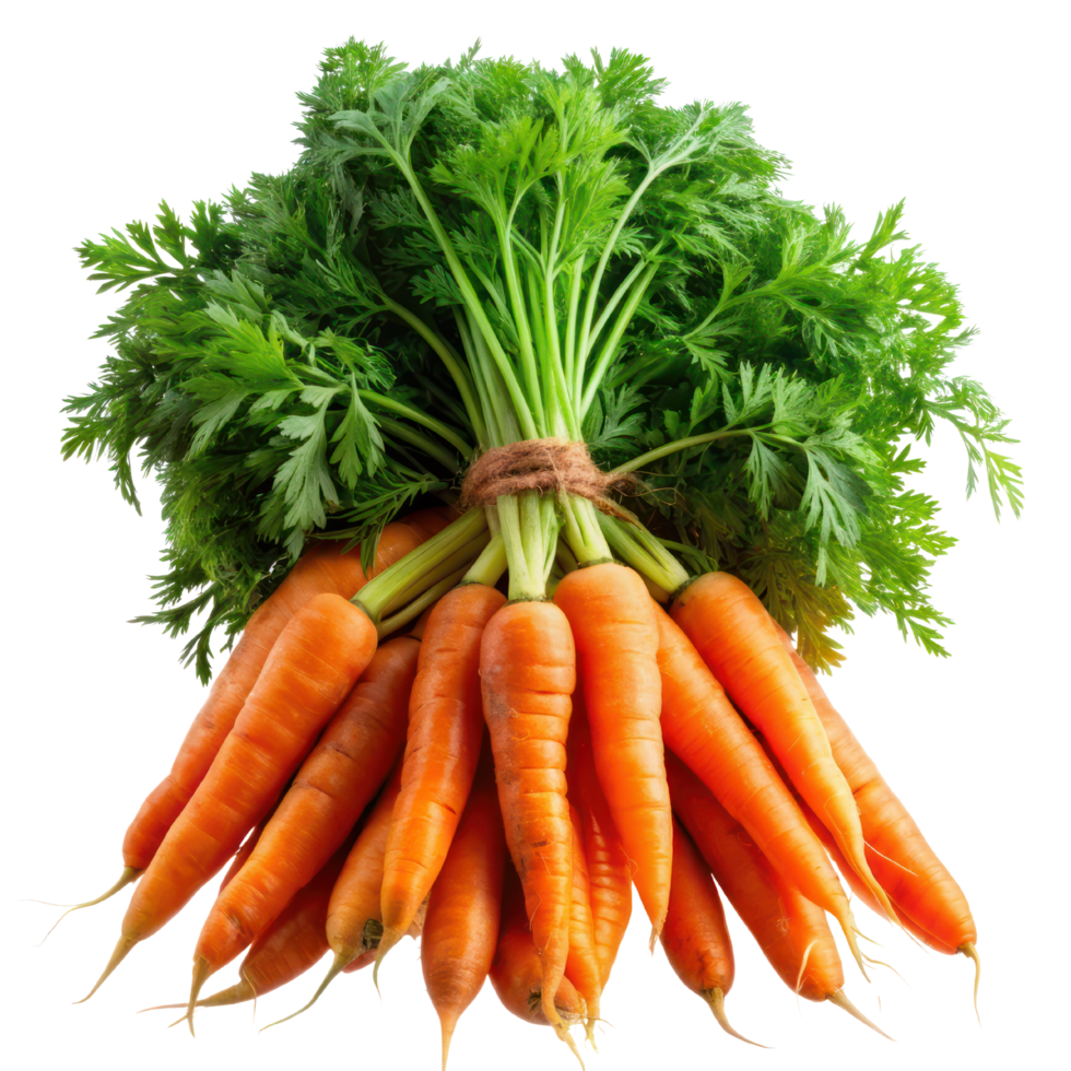 Bunch of Orange Carrots on Transparent Background, Carrot vegetable with leaves isolated png