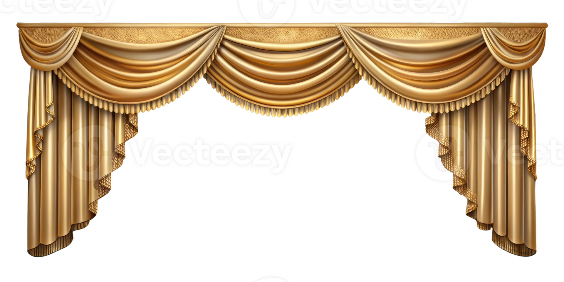 curtain of a theater or a opera opening on a transparent background, Stage Curtain Border Concept, mockup png