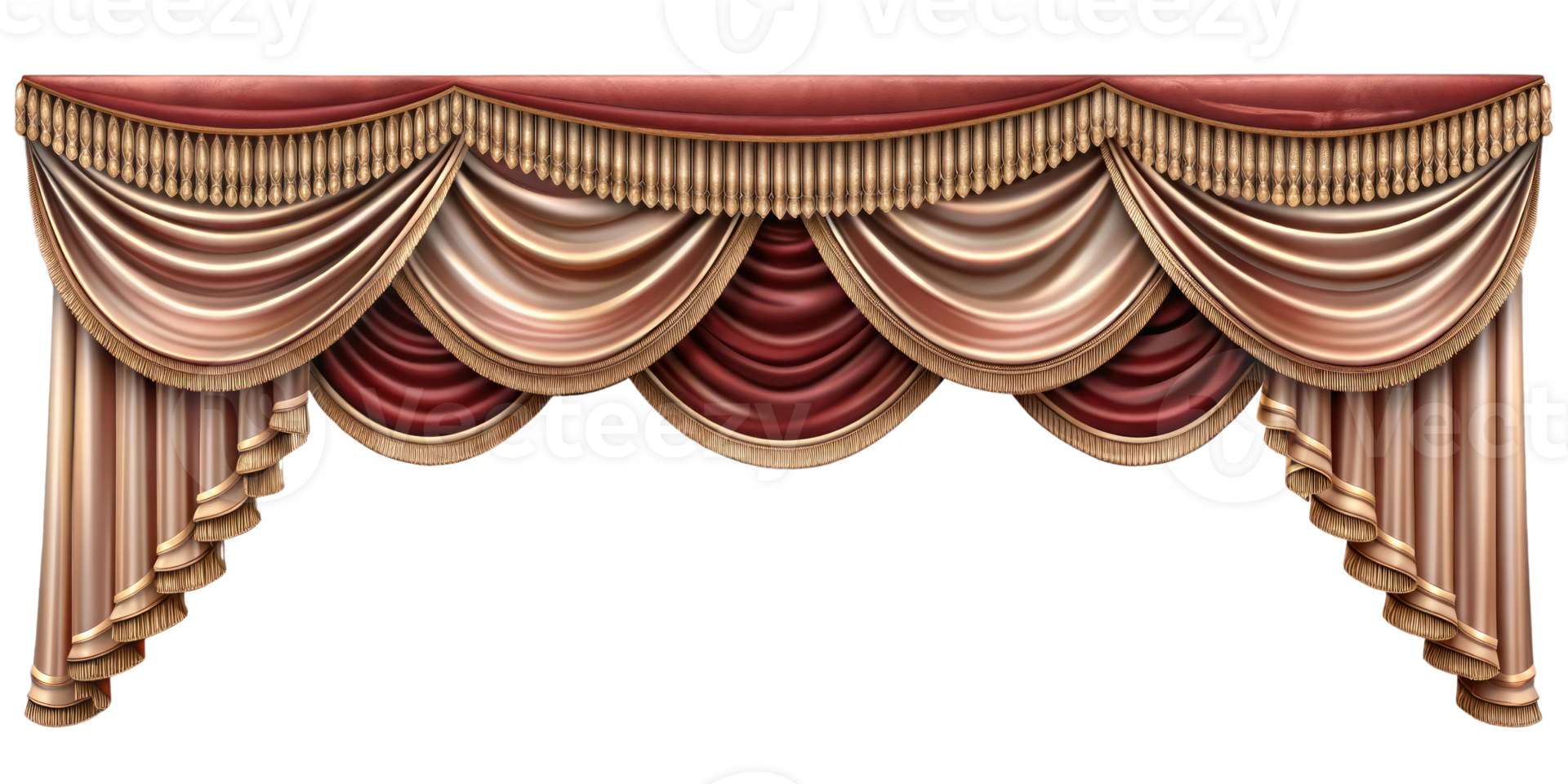curtain of a theater or a opera opening on a transparent background, Stage Curtain Border Concept, mockup png