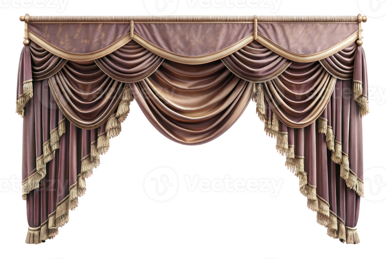 curtain of a theater or a opera opening on a transparent background, Stage Curtain Border Concept, mockup png