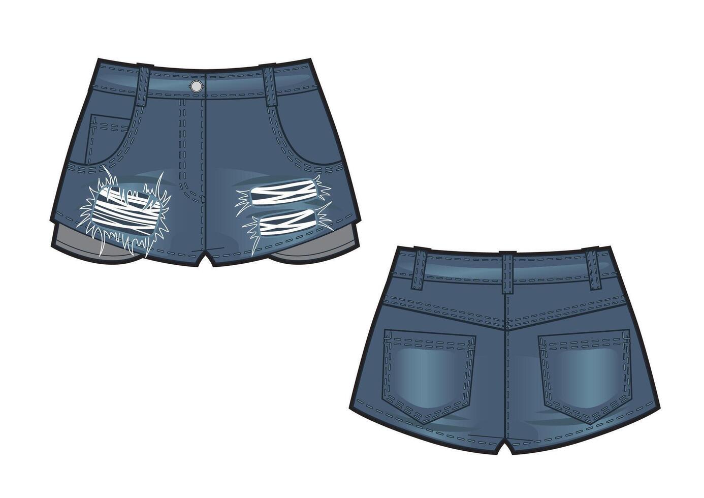 illustration of jean shorts. Clothes in denim style. vector