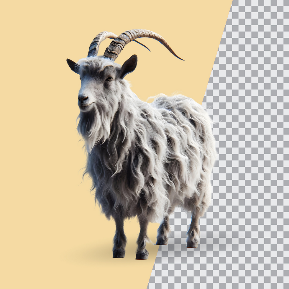 3d realistic Horn Goat on transparent background, best 3d render goat for Eid ul adha islamic festival psd