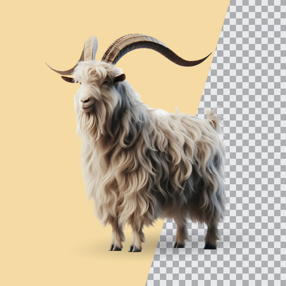 3d realistic Horn Goat on transparent background, best 3d render goat for Eid ul adha islamic festival psd