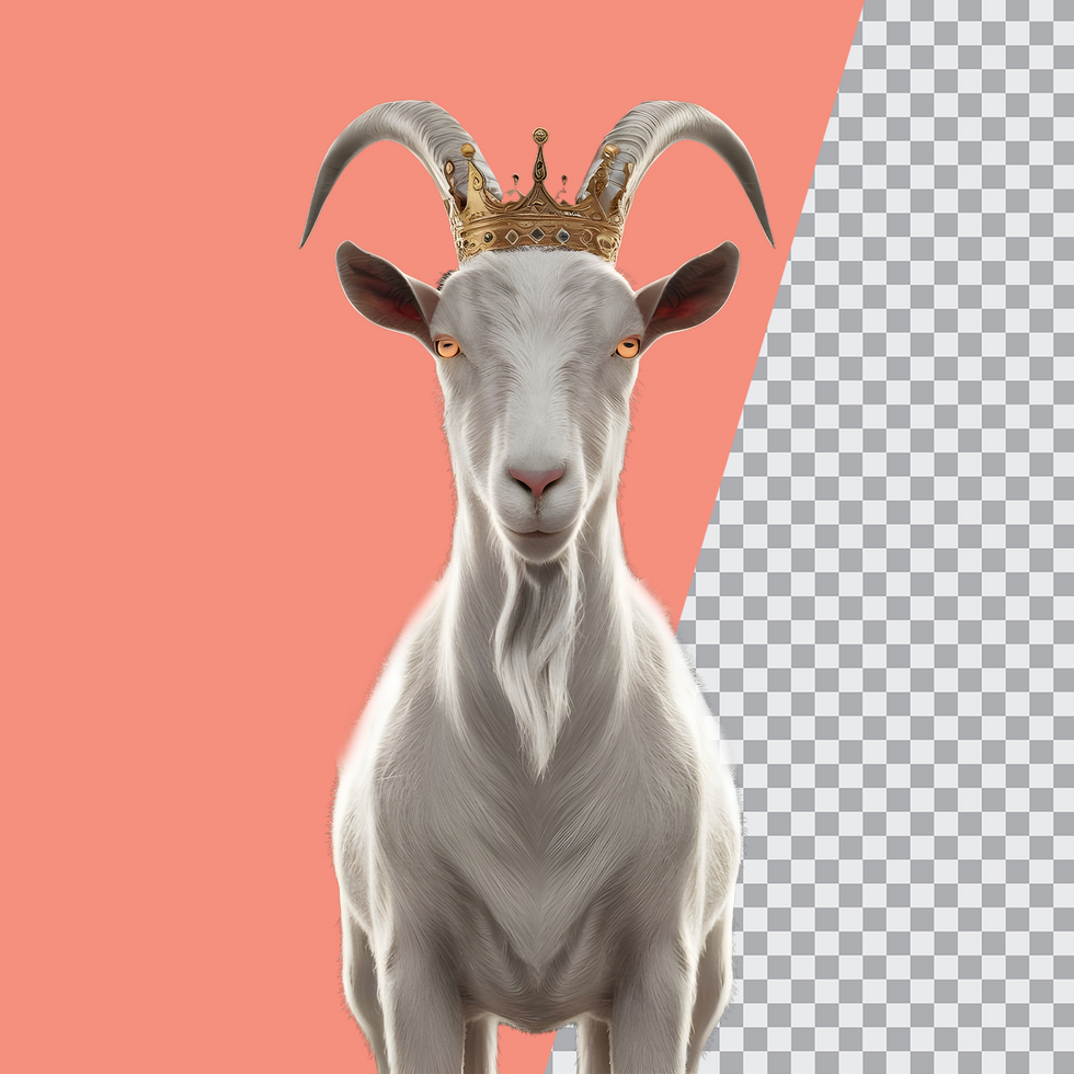 3d realistic Horn Goat on transparent background, best 3d render goat for Eid ul adha islamic festival psd