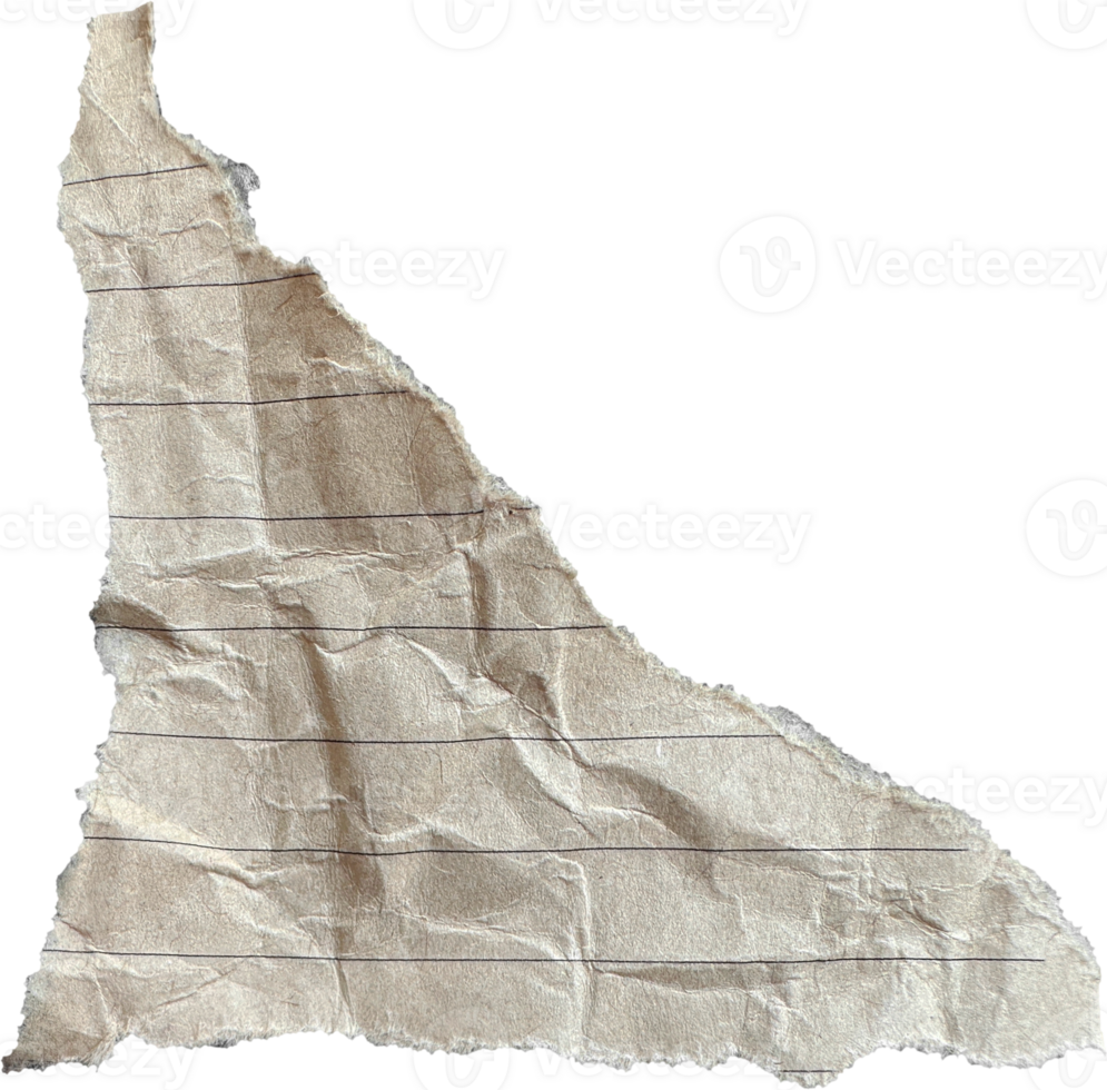 Brown Torn Crumpled Old Craft Lined Paper Piece png