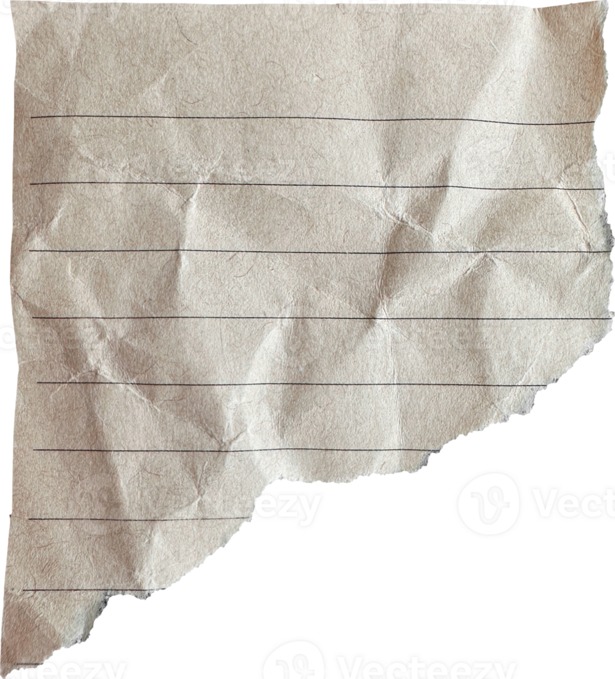 Brown Torn Crumpled Old Craft Lined Paper Piece png