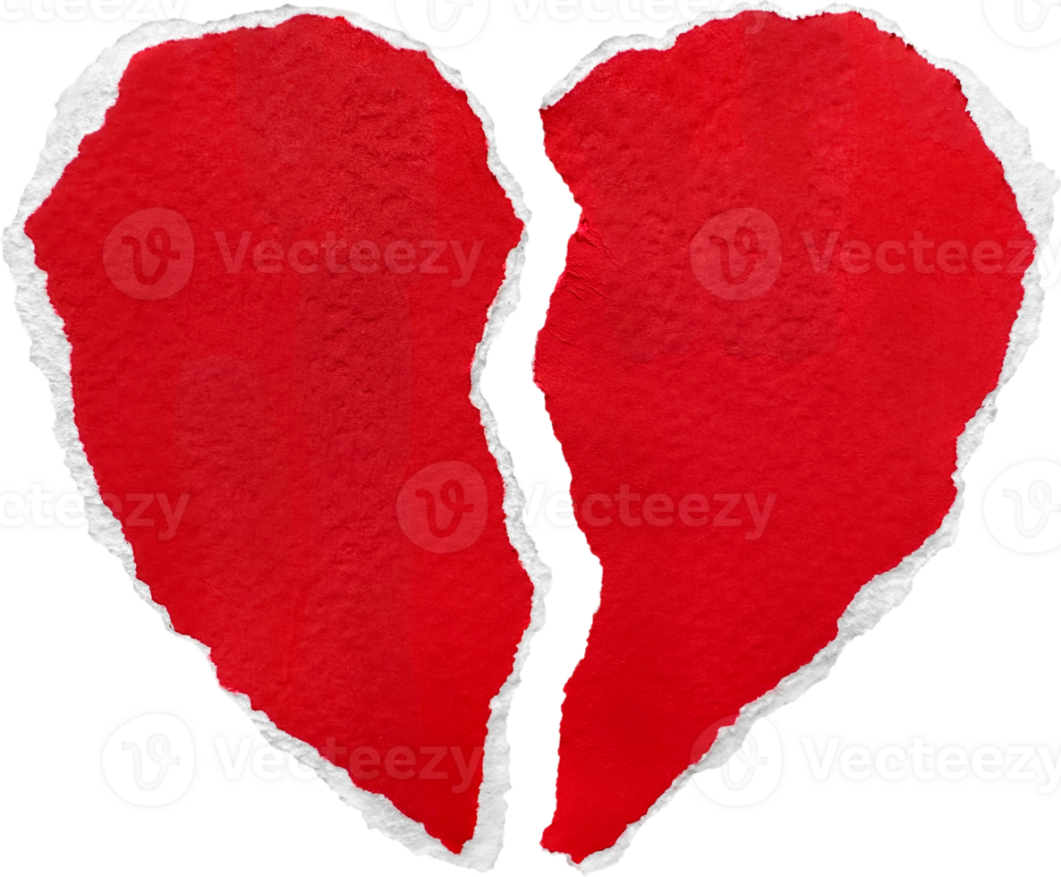 Red and White Torn Paper Heart png