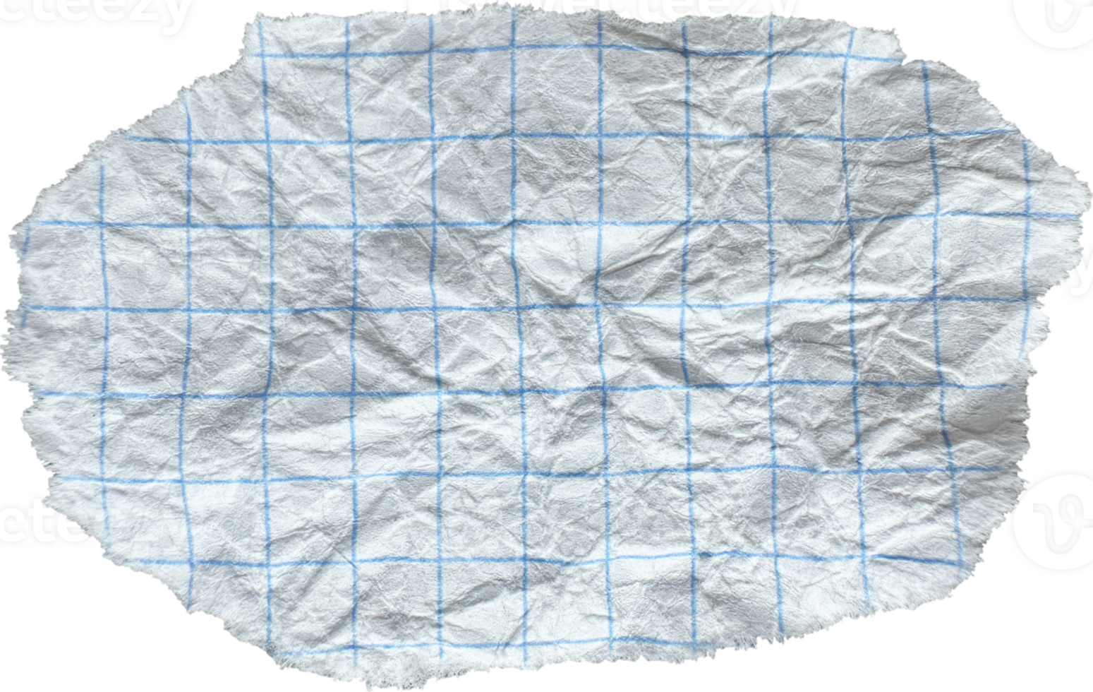 White Torn Crumpled Checkered Paper Piece png