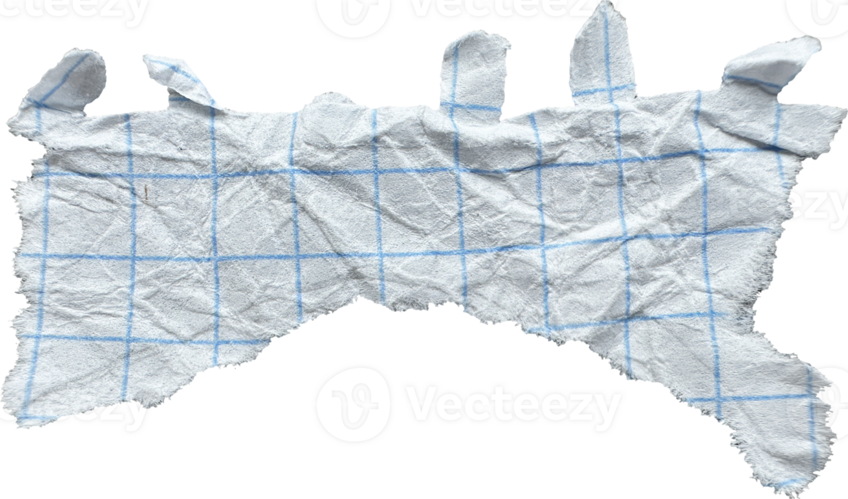 White Torn Crumpled Checkered Paper Piece png