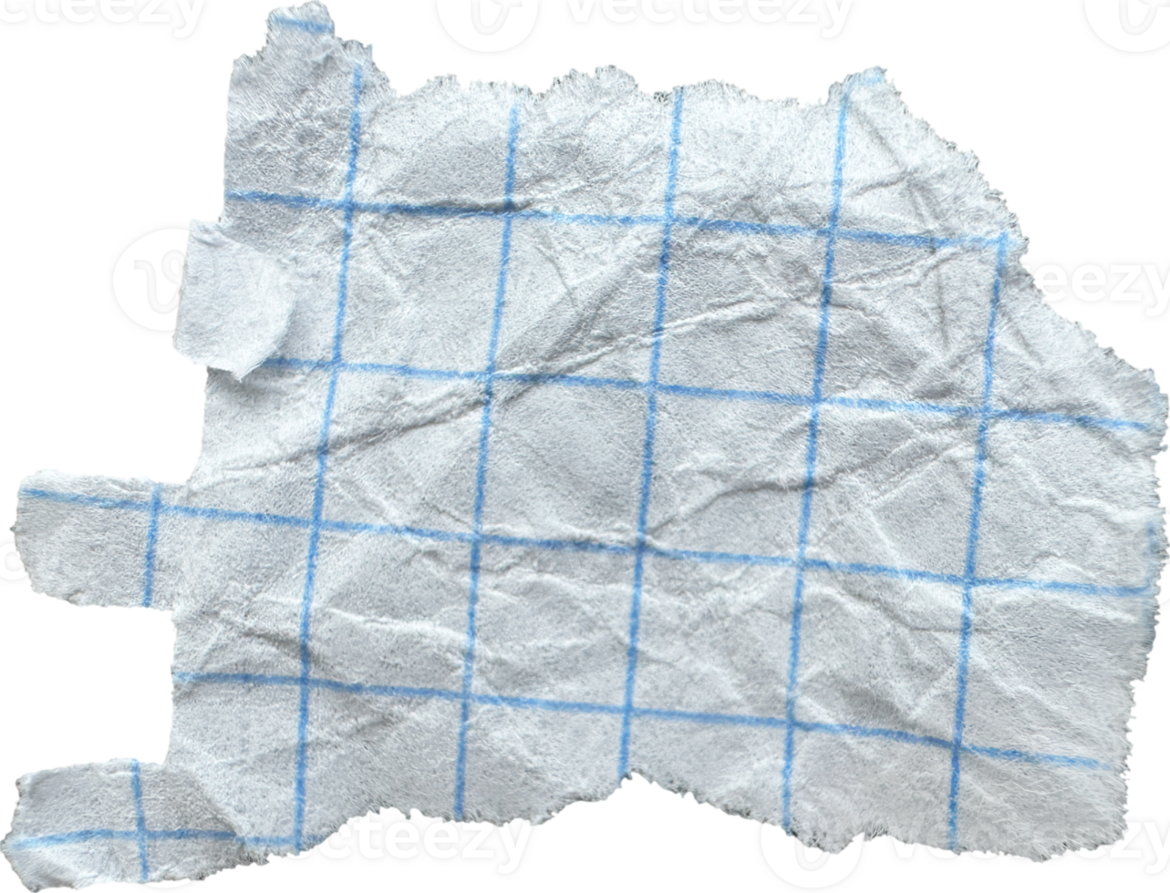 White Torn Crumpled Checkered Paper Piece png