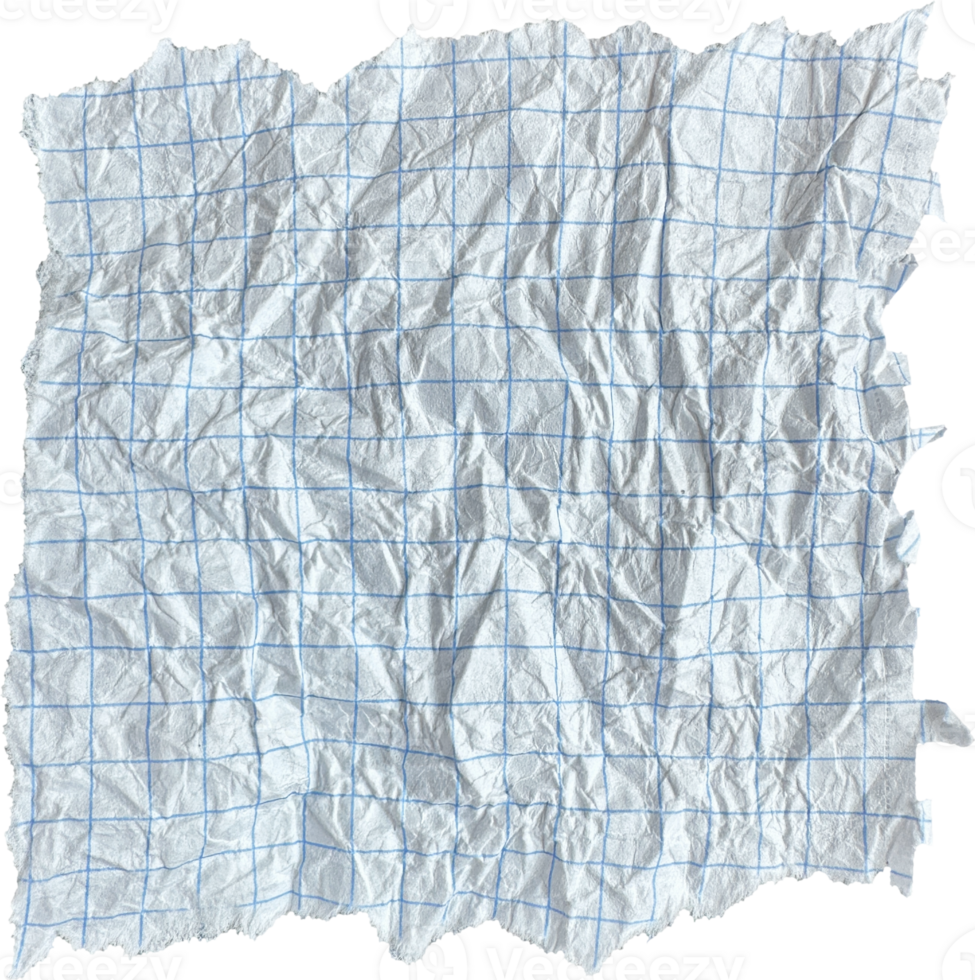 White Torn Crumpled Checkered Paper Piece png