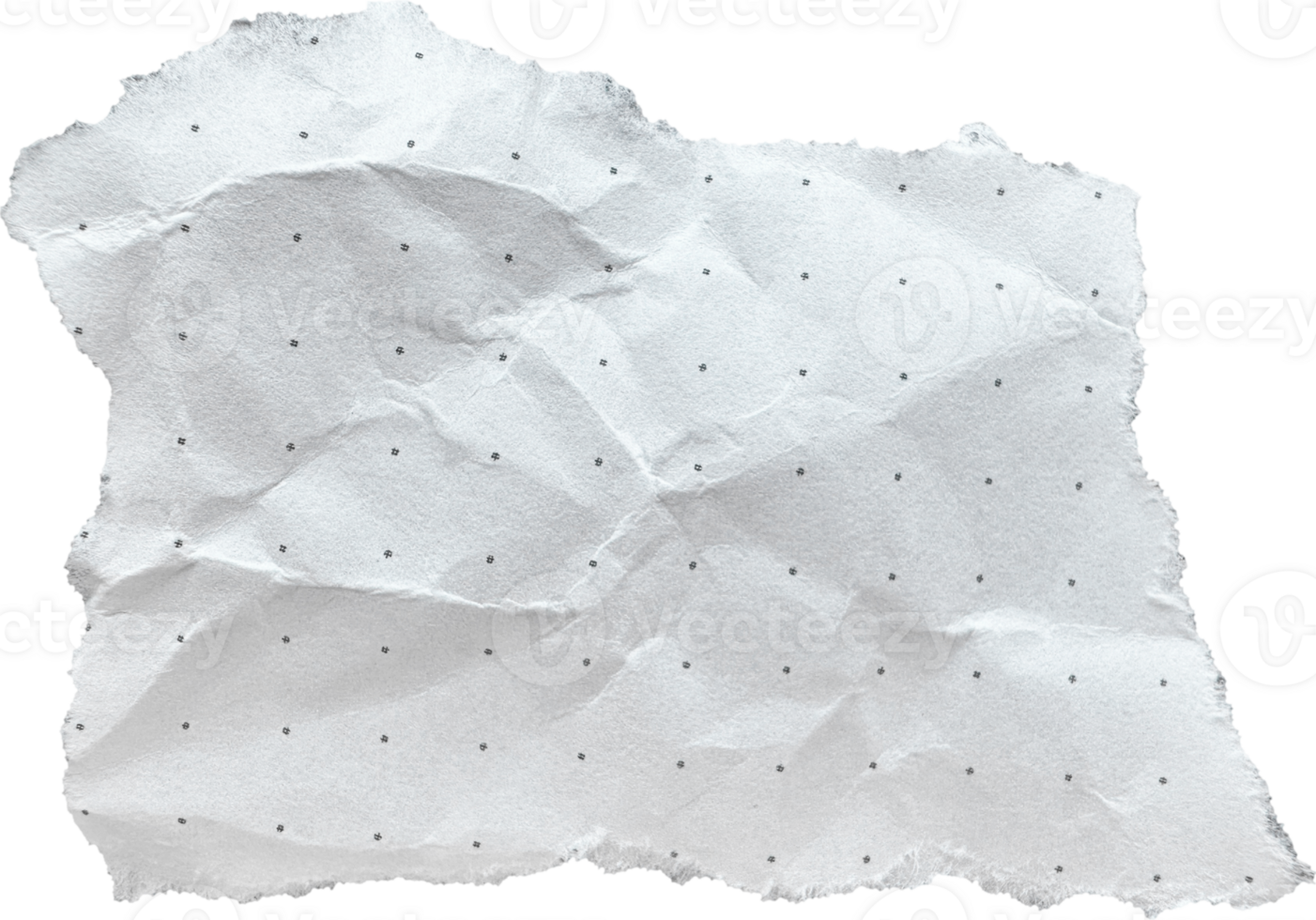 White Torn Crumpled Old Dotted Paper Piece png