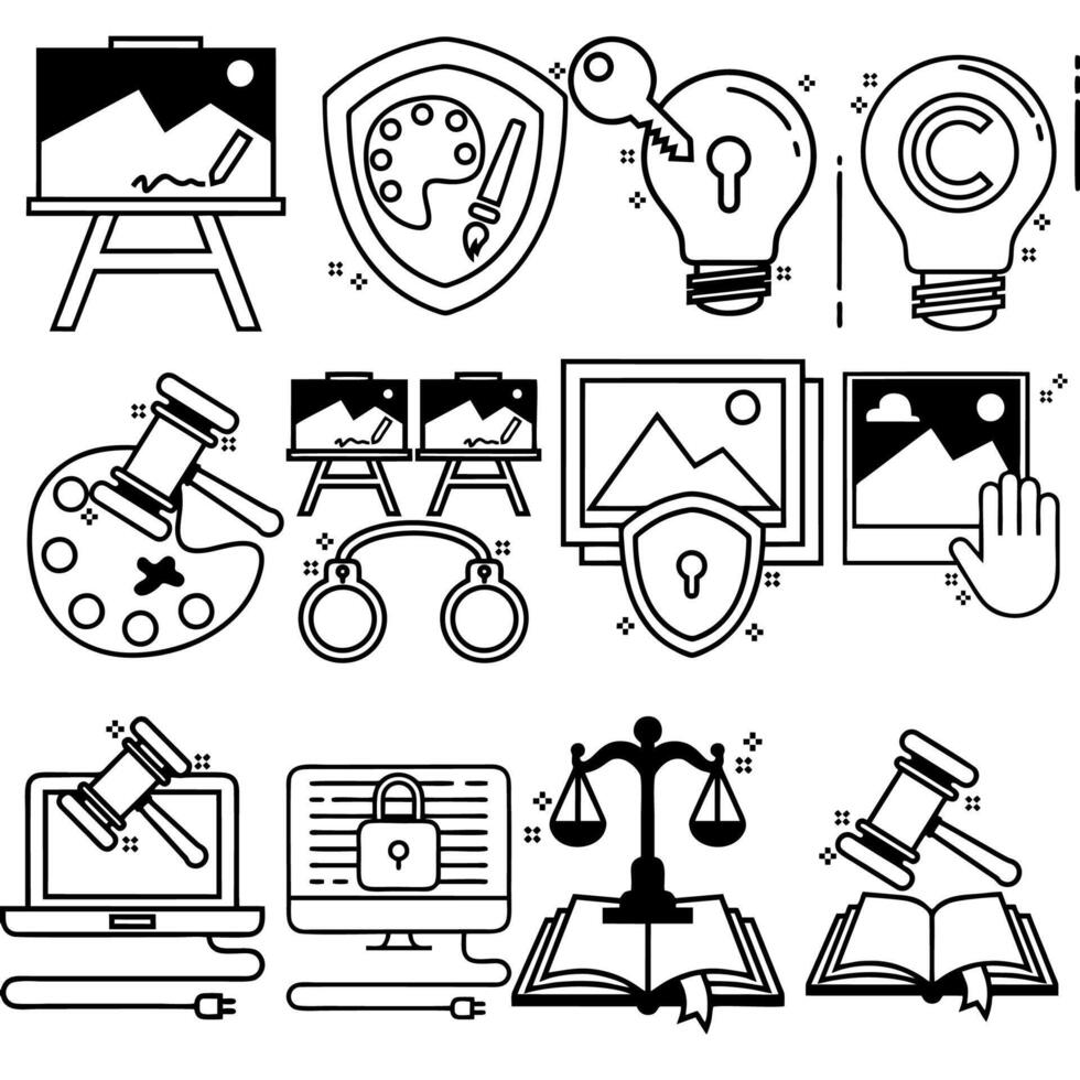 a set of icons depicting various types of objects vector