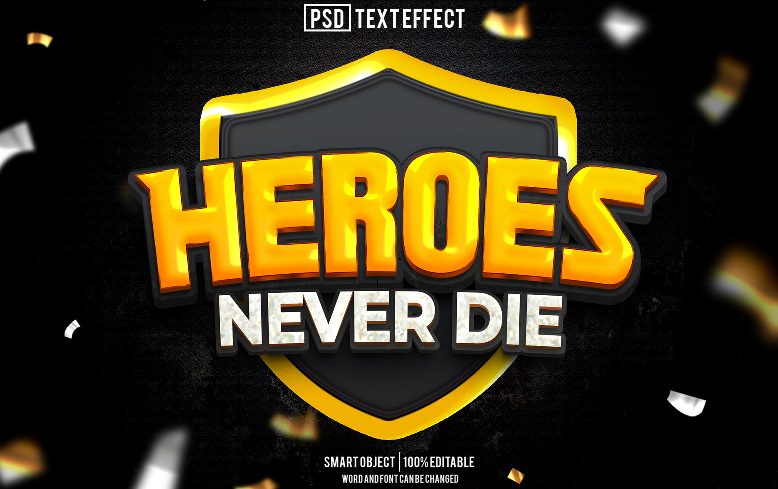 heroes text effect, font editable, typography, 3d text psd