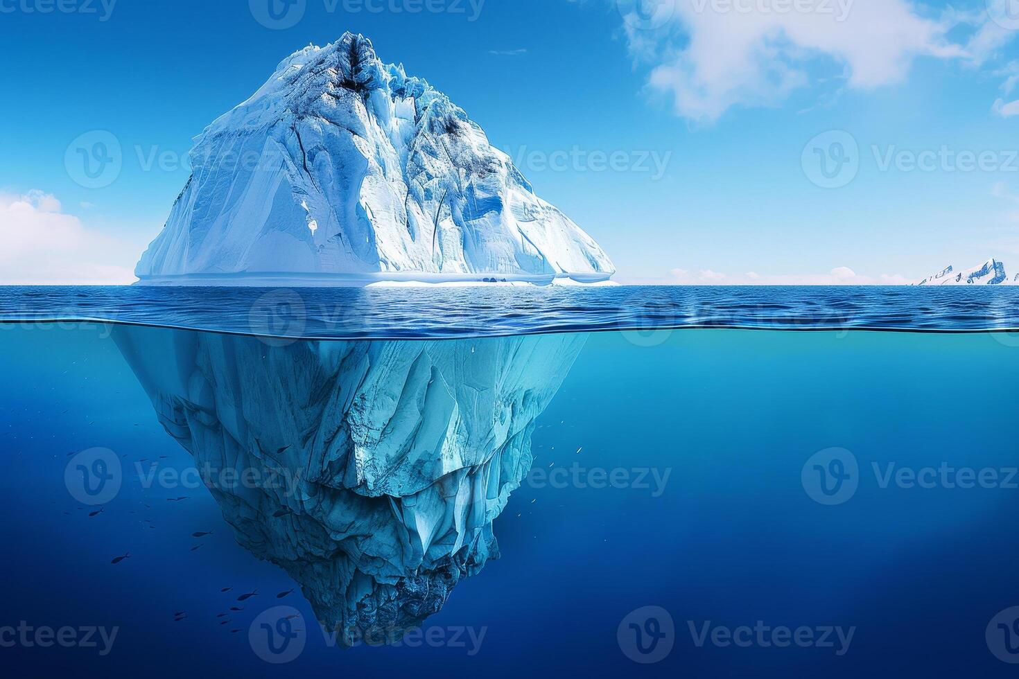 A large iceberg is floating in the ocean photo
