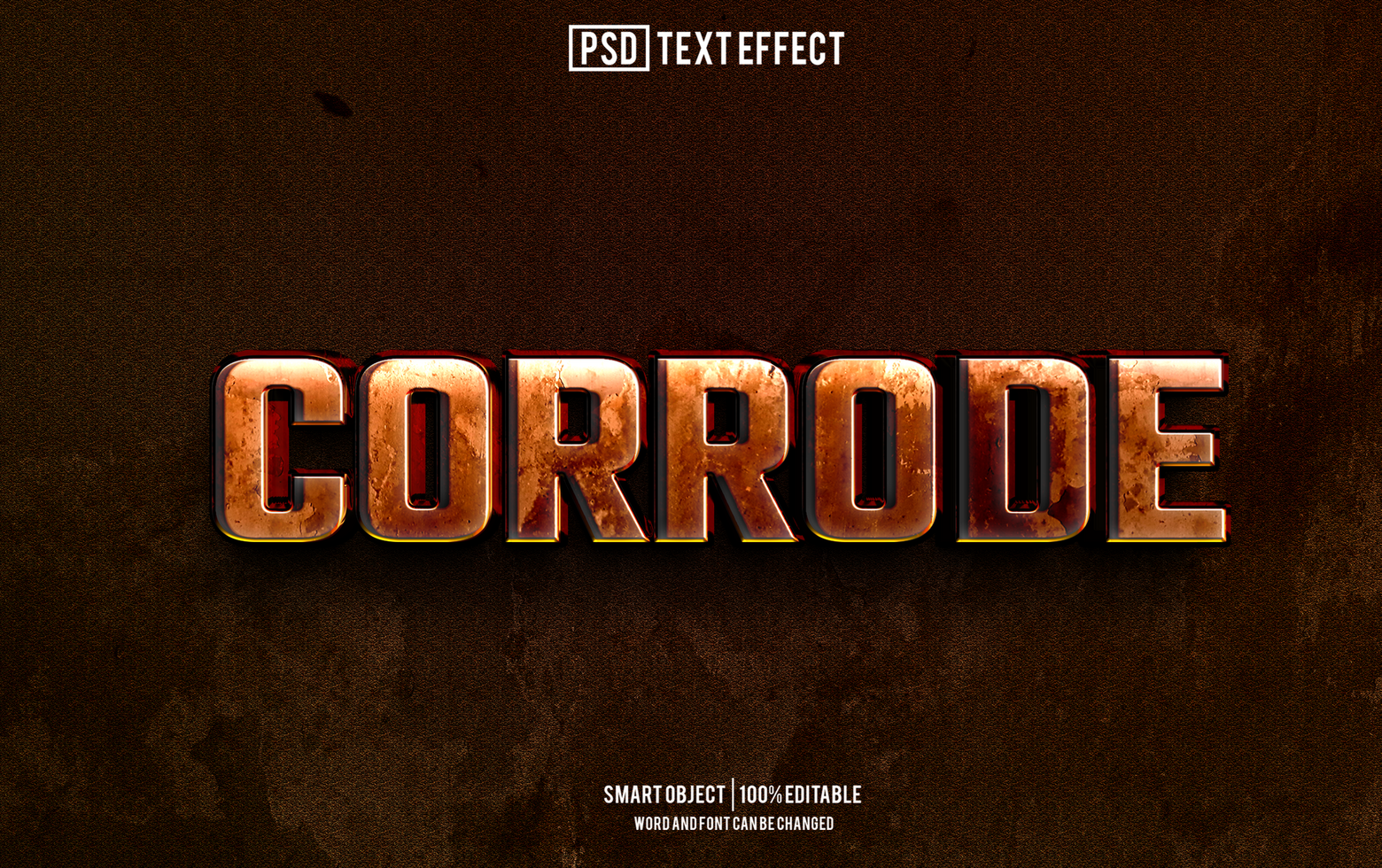 corrode text effect, font editable, typography, 3d text. psd