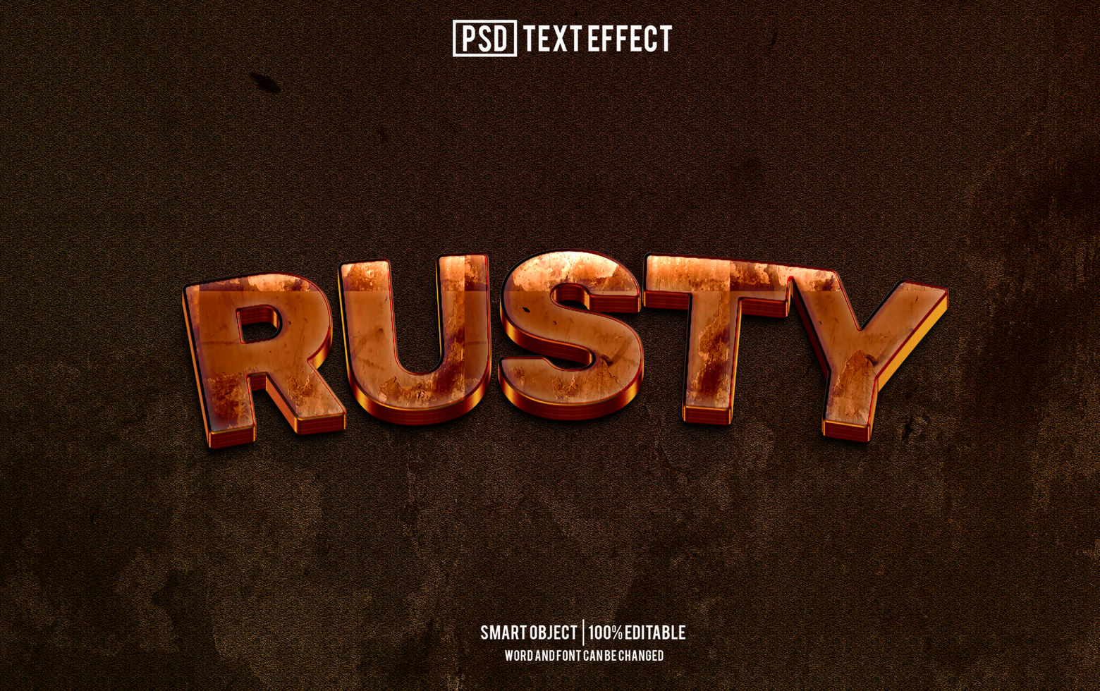 rusty text effect, font editable, typography, 3d text. psd