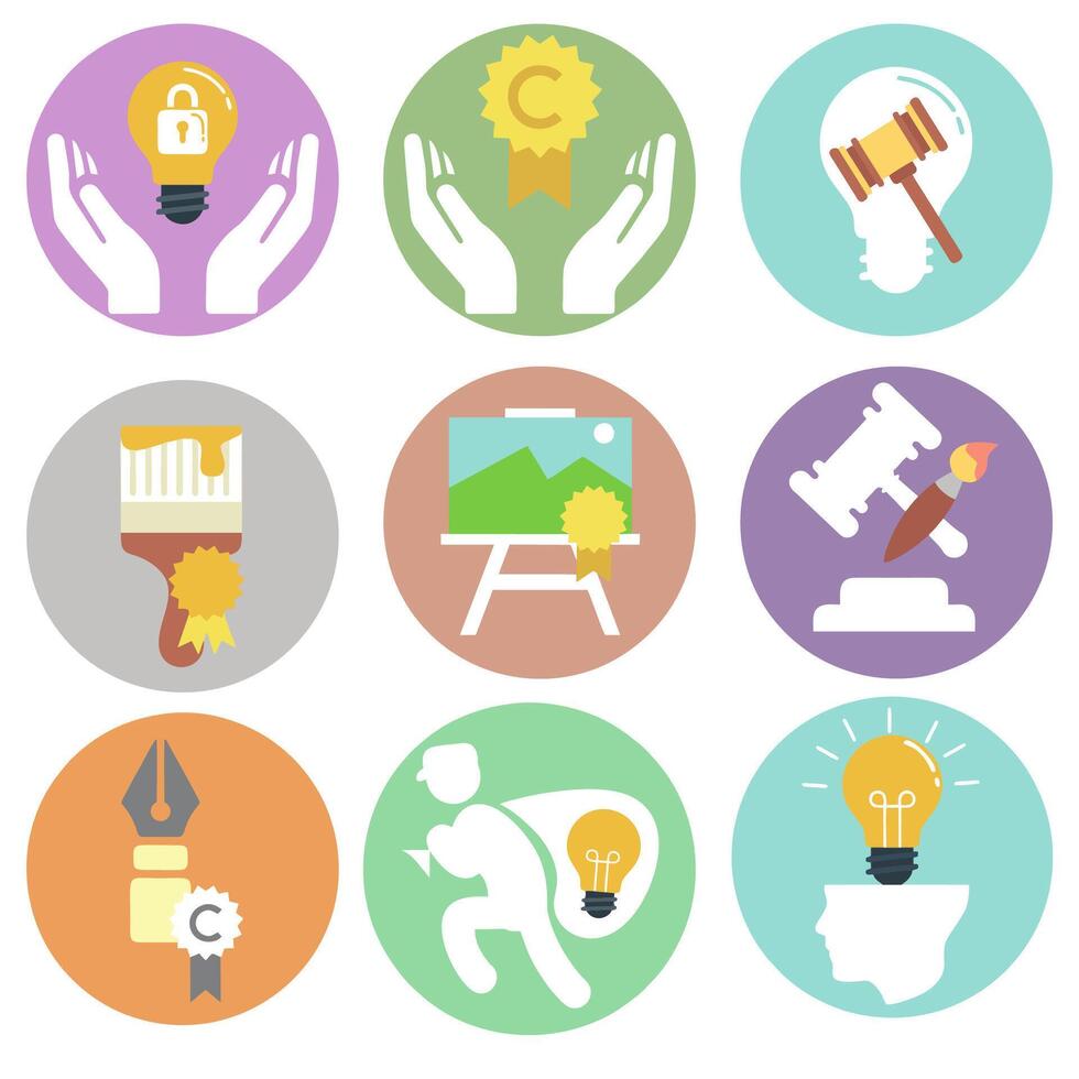 a set of flat icons depicting various types of business vector