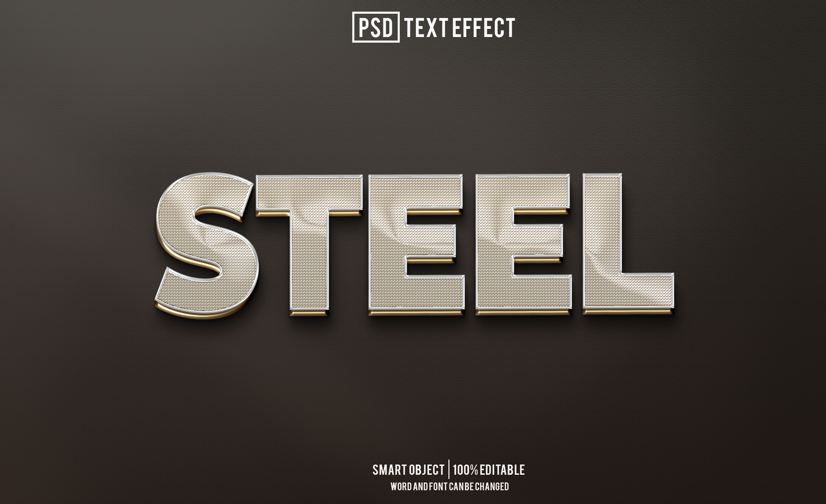 steel text effect, font editable, typography, 3d text. psd