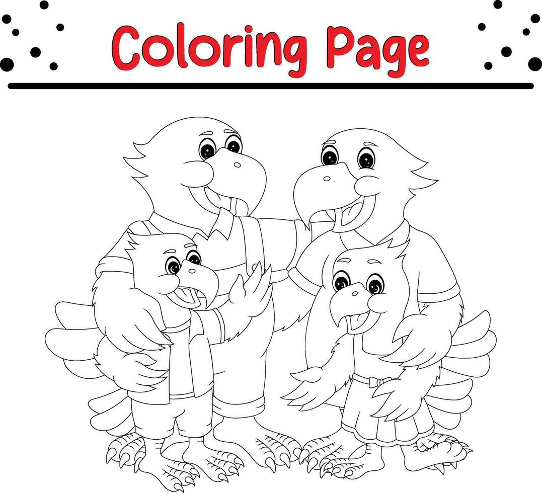 Birds family coloring book page 45358442 Vector Art at Vecteezy