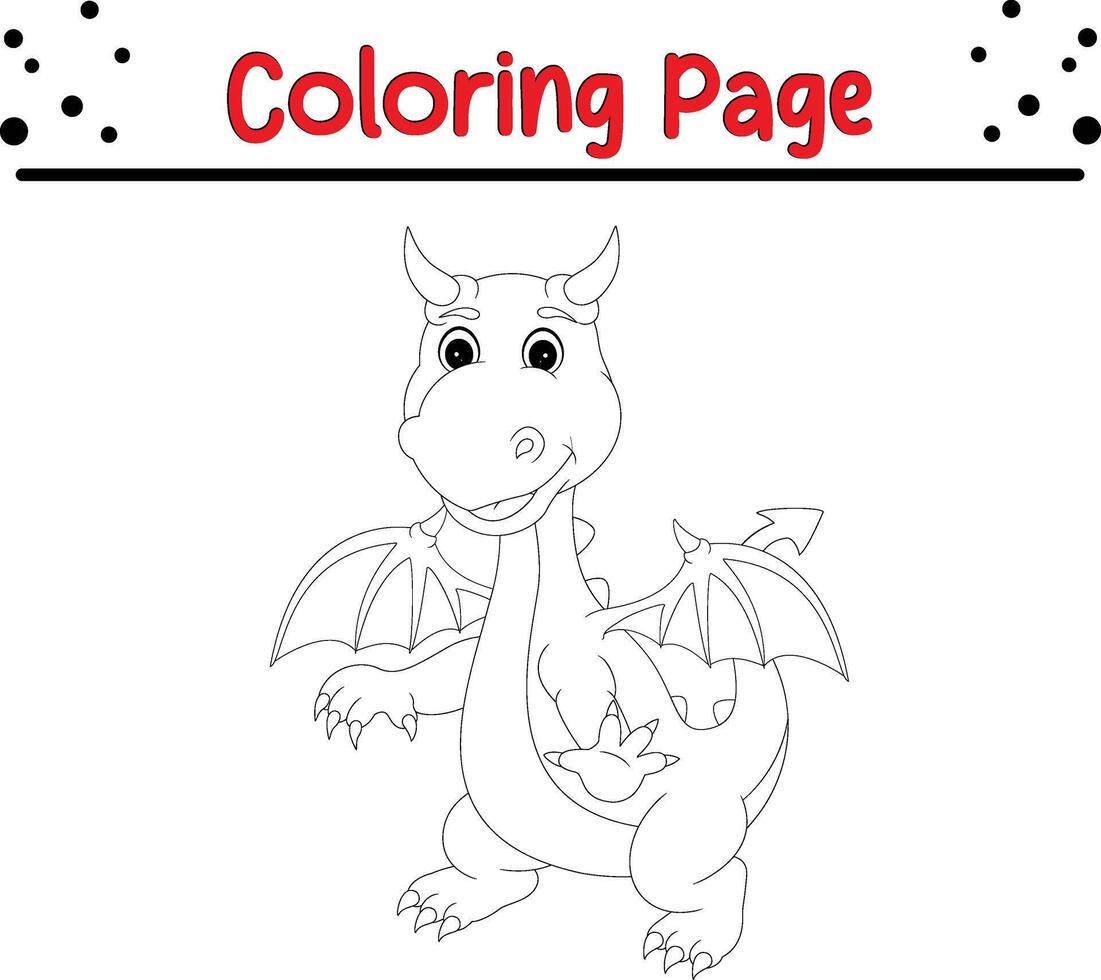 Cute Dragon coloring page for kids vector