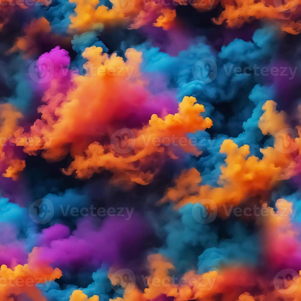 Seamless pattern with texture of pink, blue, orange smoke, fog, clouds photo