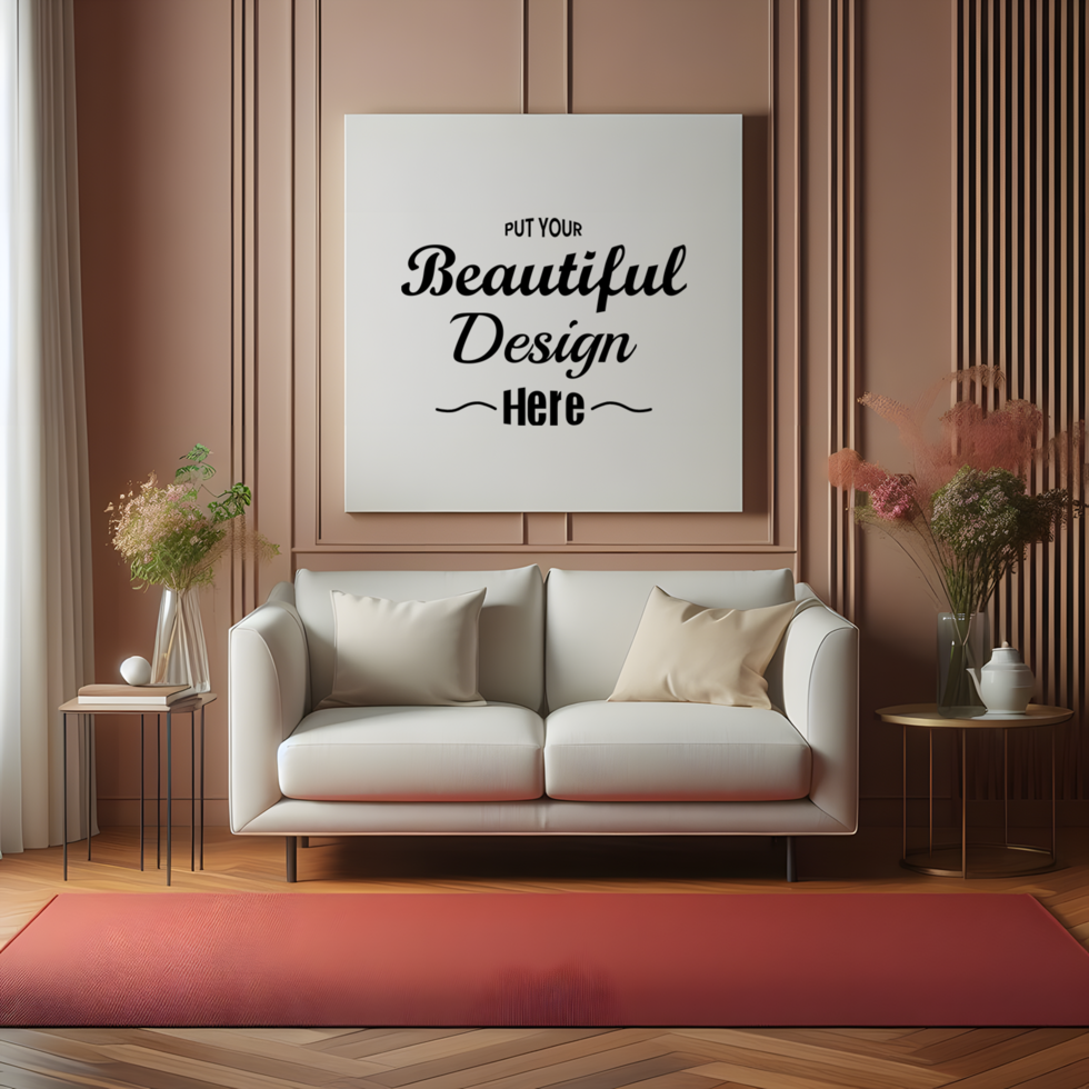Poster Frame in living room Mockup psd