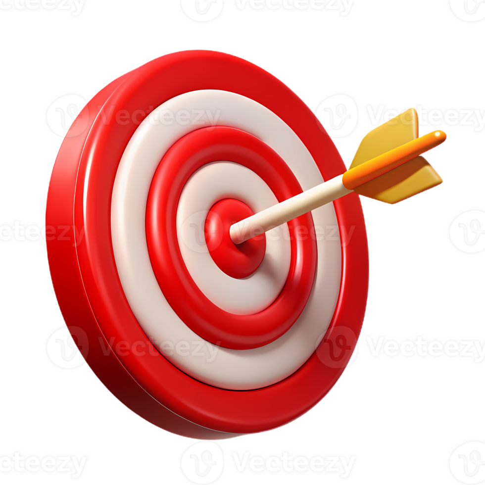 3d target with arrow hit at the center, perfect for business presentations, marketing materials, and success concepts png