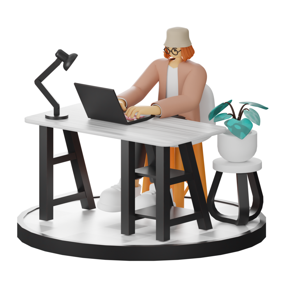 3d ilustração realçando trabalhos vida com seu computador ou computador portátil png