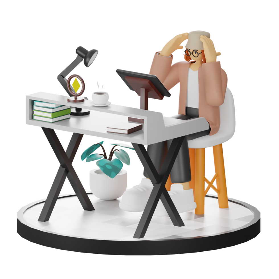Embracing the Digital Illustrator's Lifestyle in 3D png