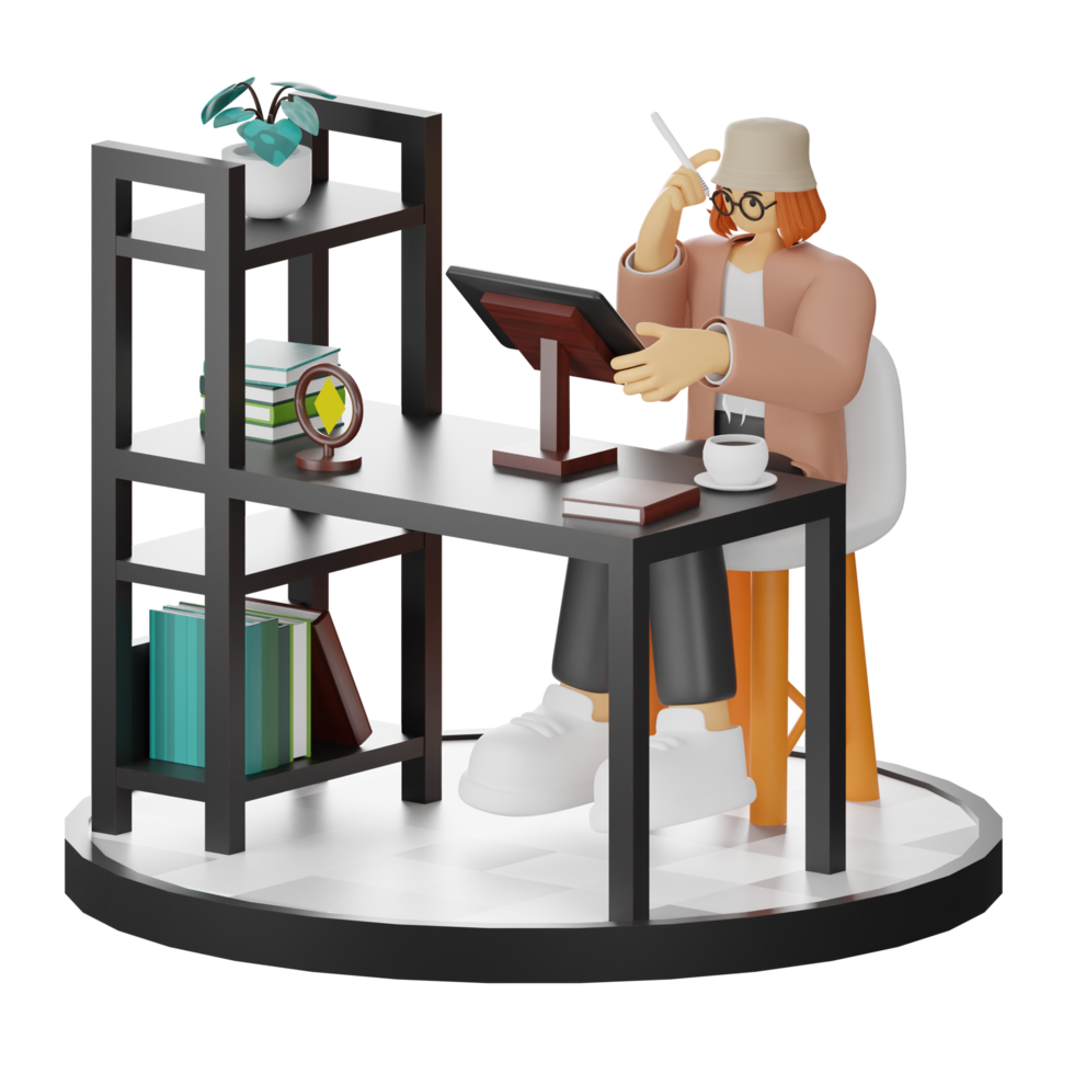 Embracing the Digital Illustrator's Lifestyle in 3D png