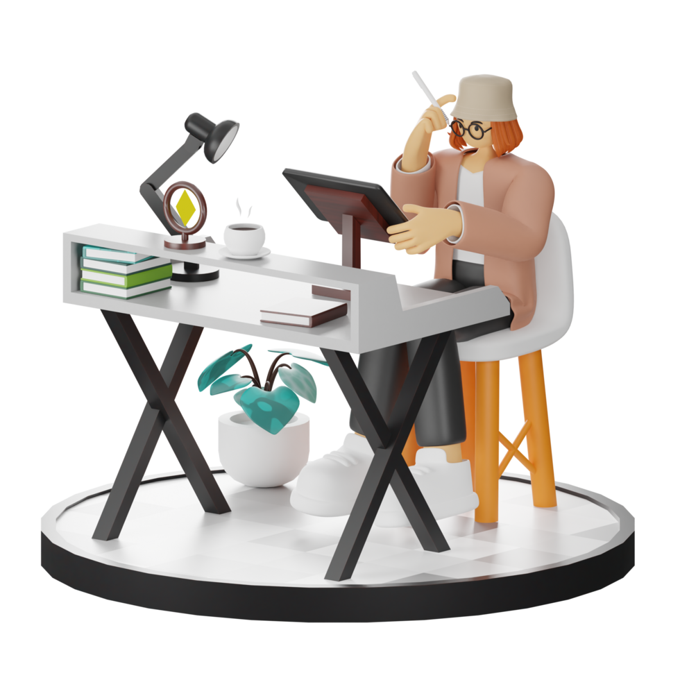 Embracing the Digital Illustrator's Lifestyle in 3D png