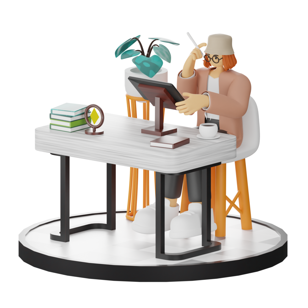Embracing the Digital Illustrator's Lifestyle in 3D png