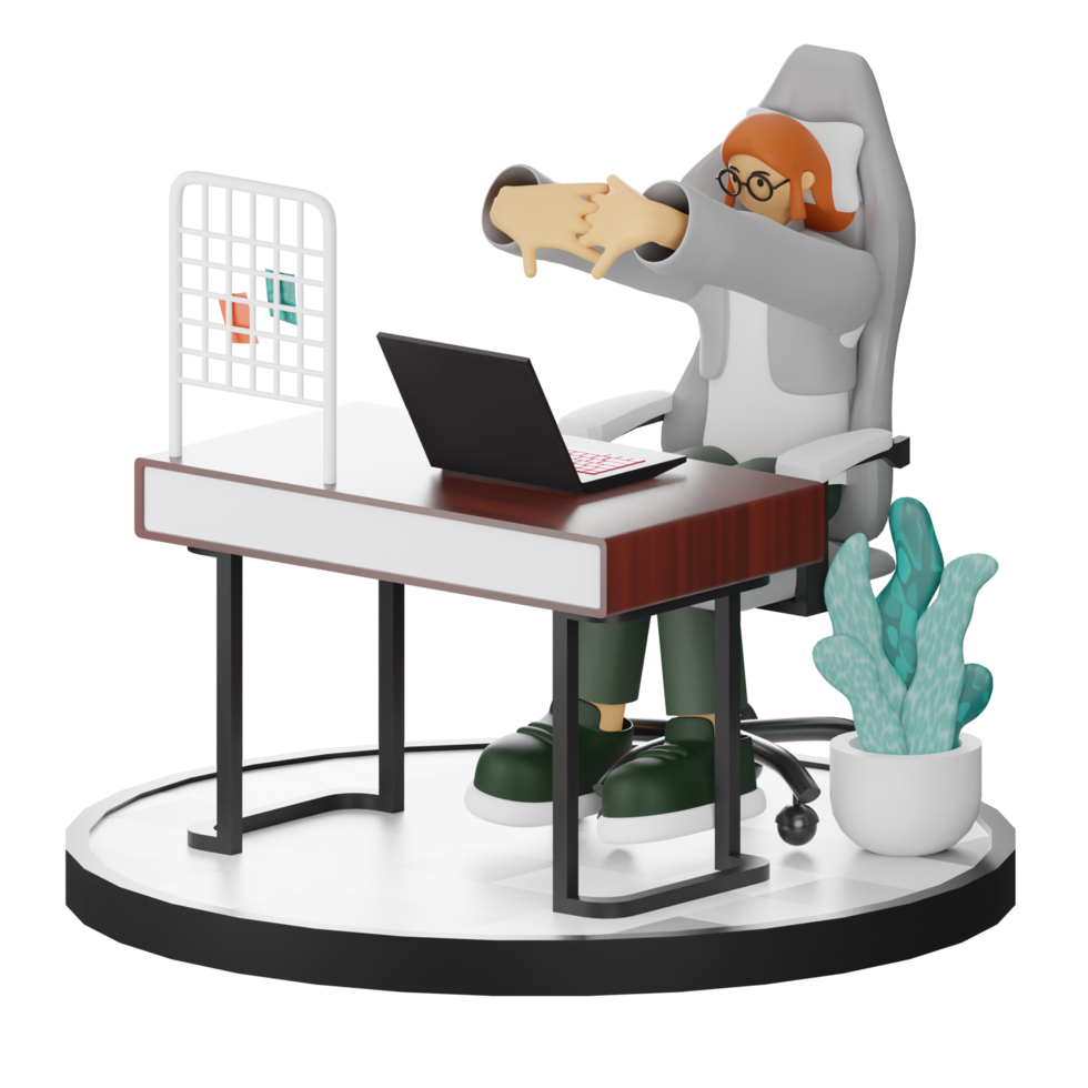 3D Illustrations of Working Hands-on with Computers png