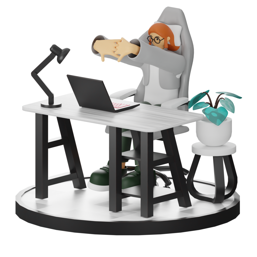 3D Illustrations of Working Hands-on with Computers png
