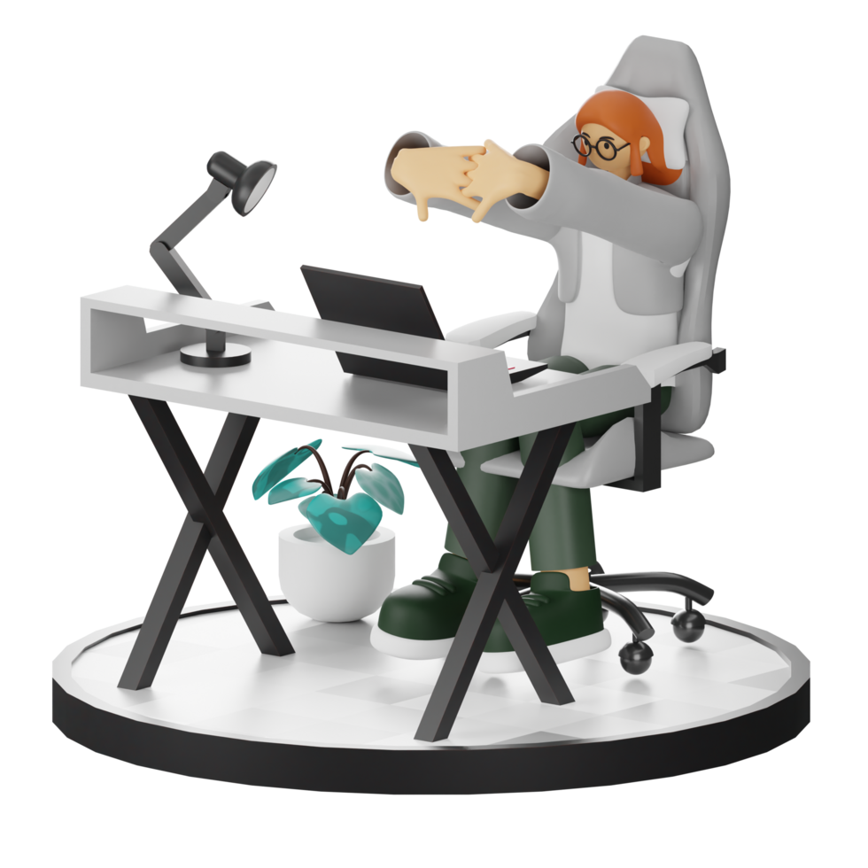 3D Illustrations of Working Hands-on with Computers png