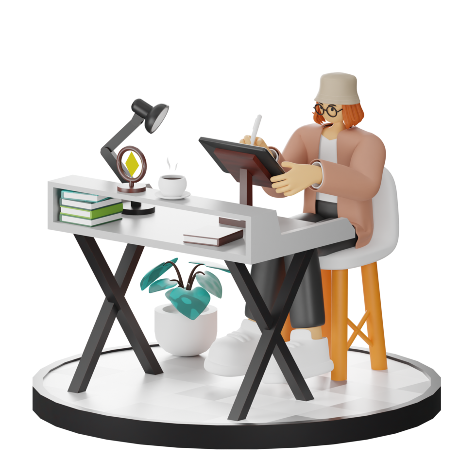 Embracing the Digital Illustrator's Lifestyle in 3D png