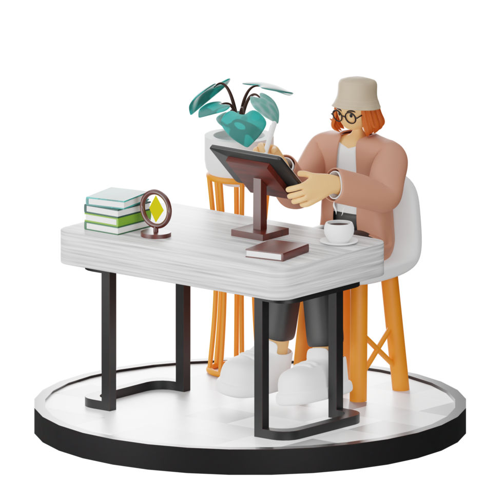 Embracing the Digital Illustrator's Lifestyle in 3D png
