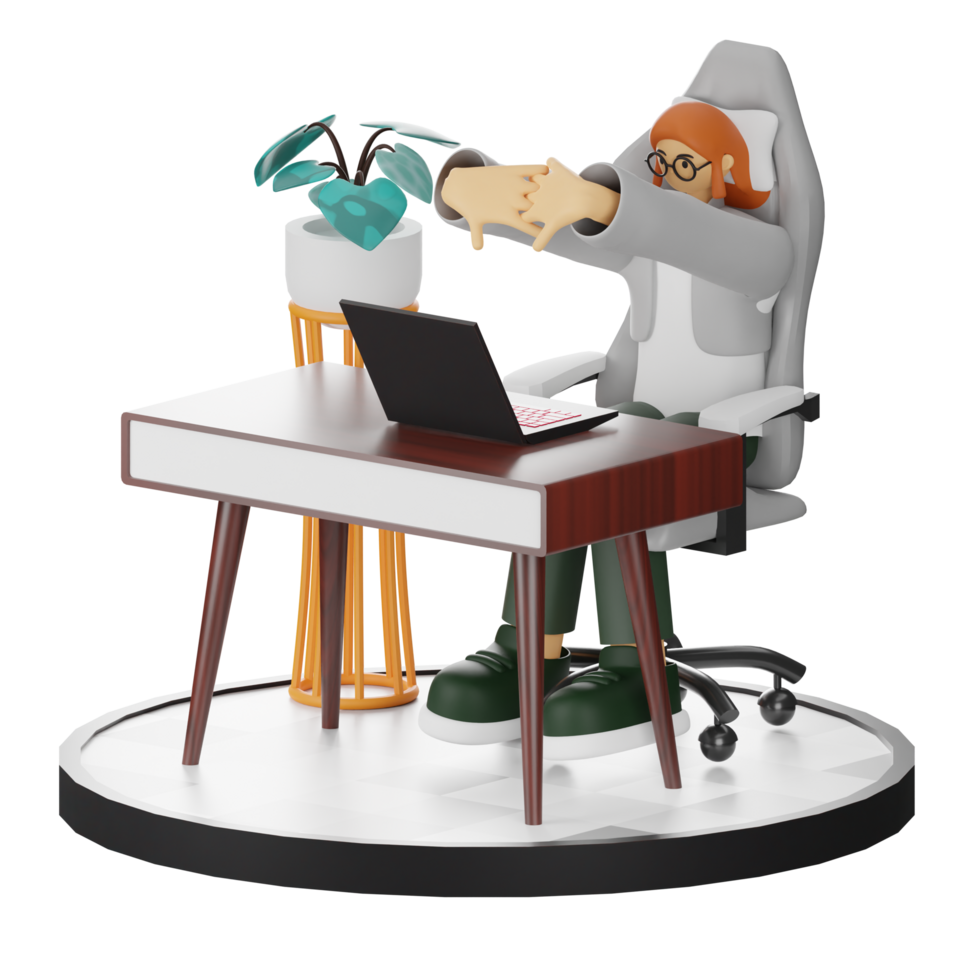 3D Illustrations of Working Hands-on with Computers png