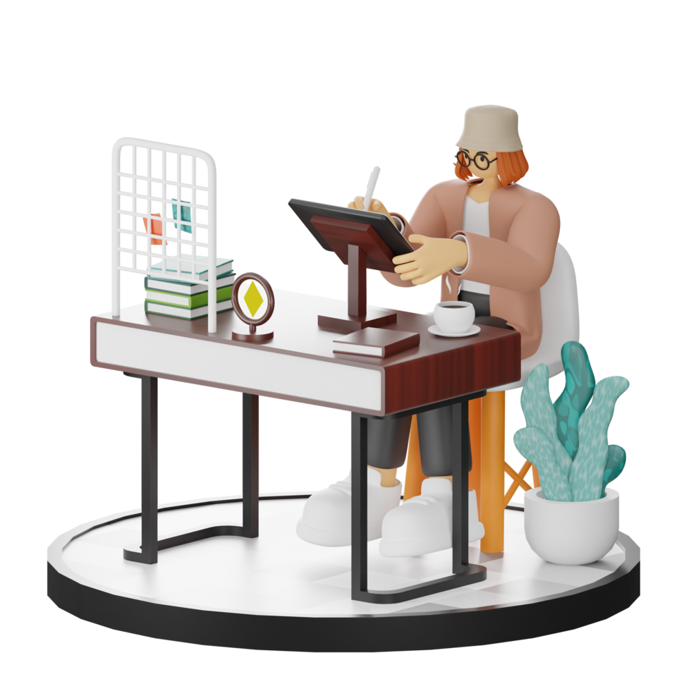 Embracing the Digital Illustrator's Lifestyle in 3D png