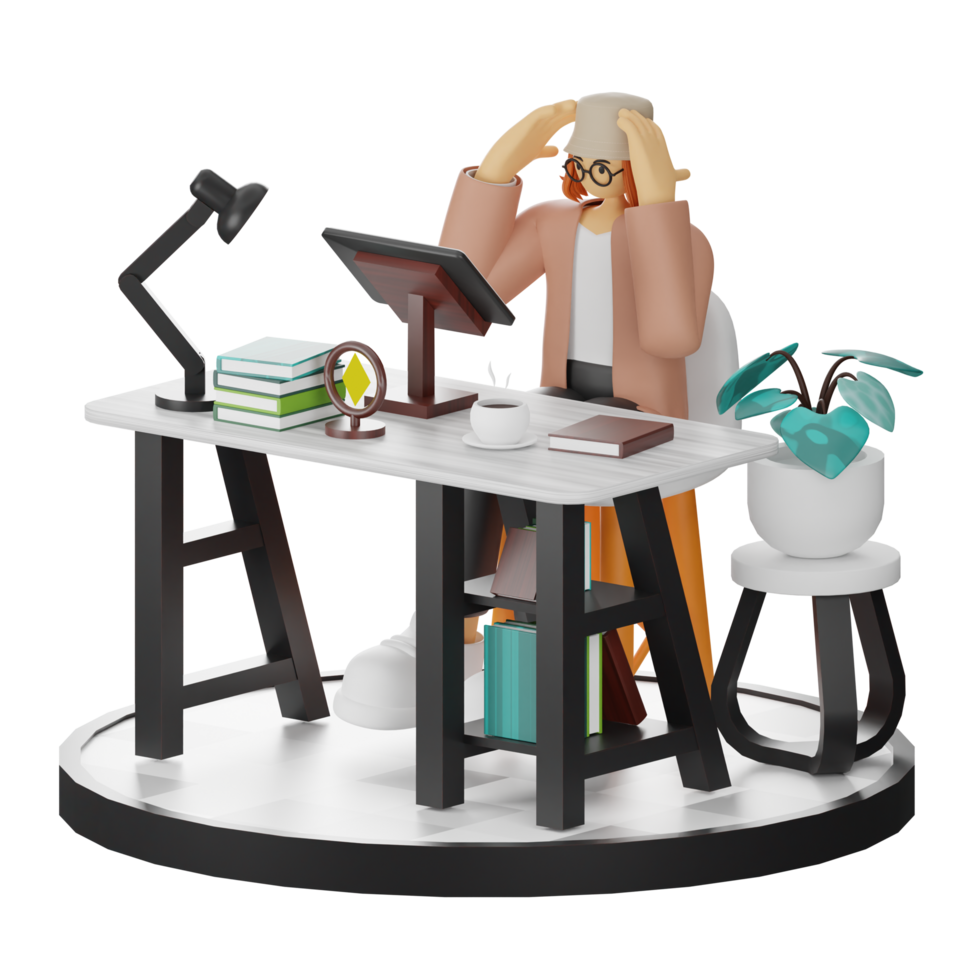 Embracing the Digital Illustrator's Lifestyle in 3D png