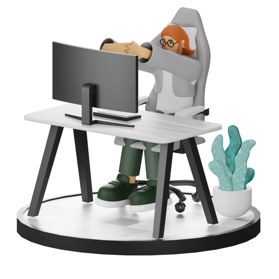 3D Illustrations of Working Hands-on with Computers png
