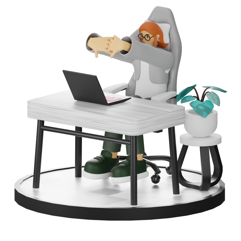 3D Illustrations of Working Hands-on with Computers png
