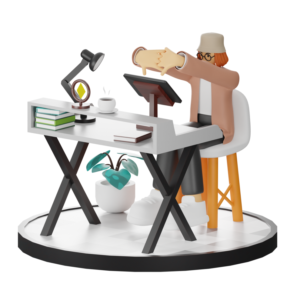 Embracing the Digital Illustrator's Lifestyle in 3D png
