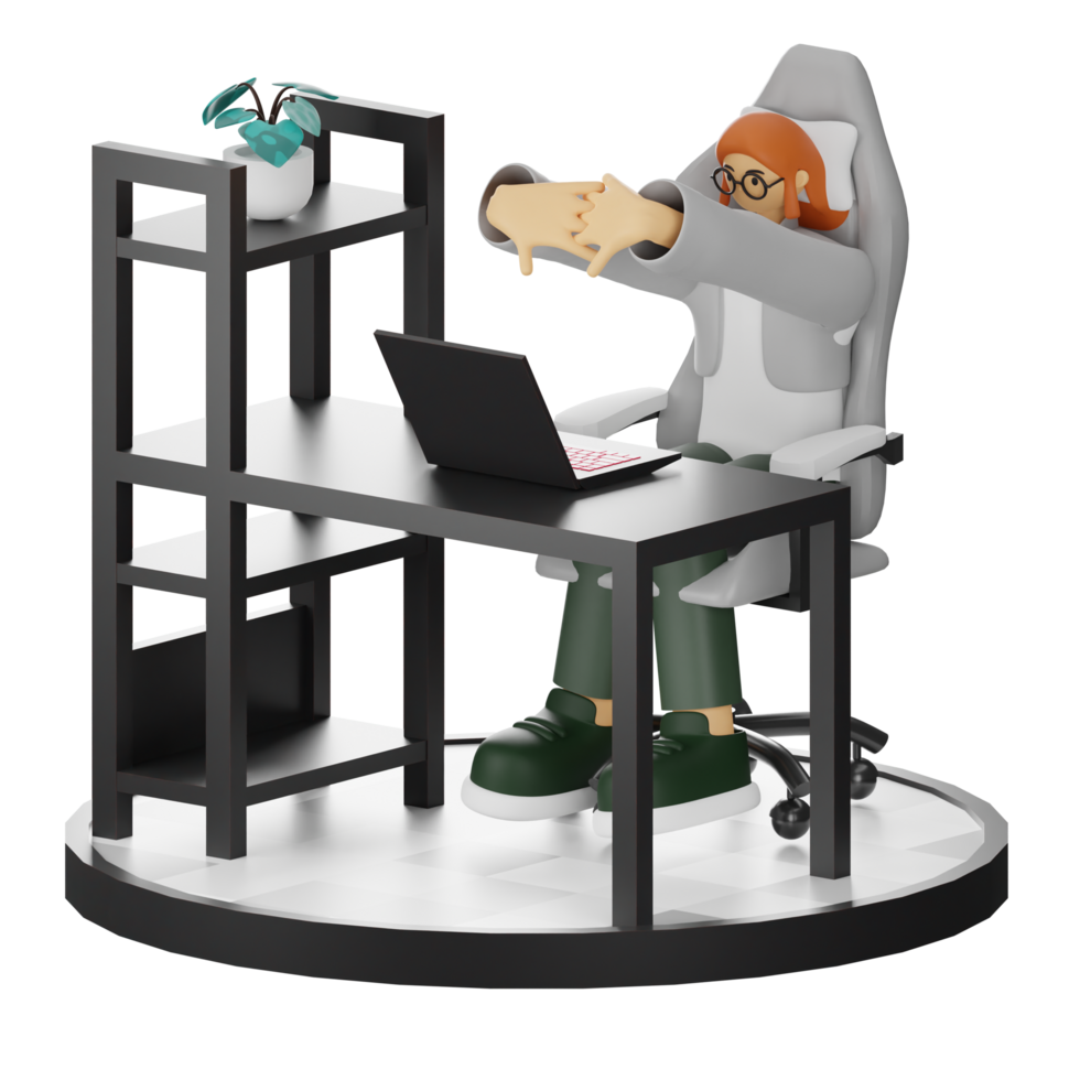 3D Illustrations of Working Hands-on with Computers png