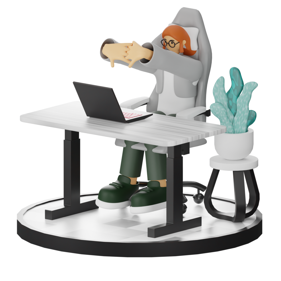 3D Illustrations of Working Hands-on with Computers png