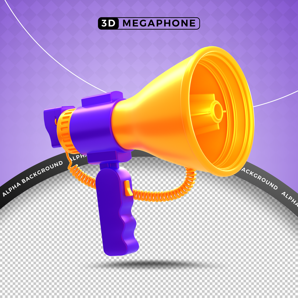 3d megphone with transparent background psd