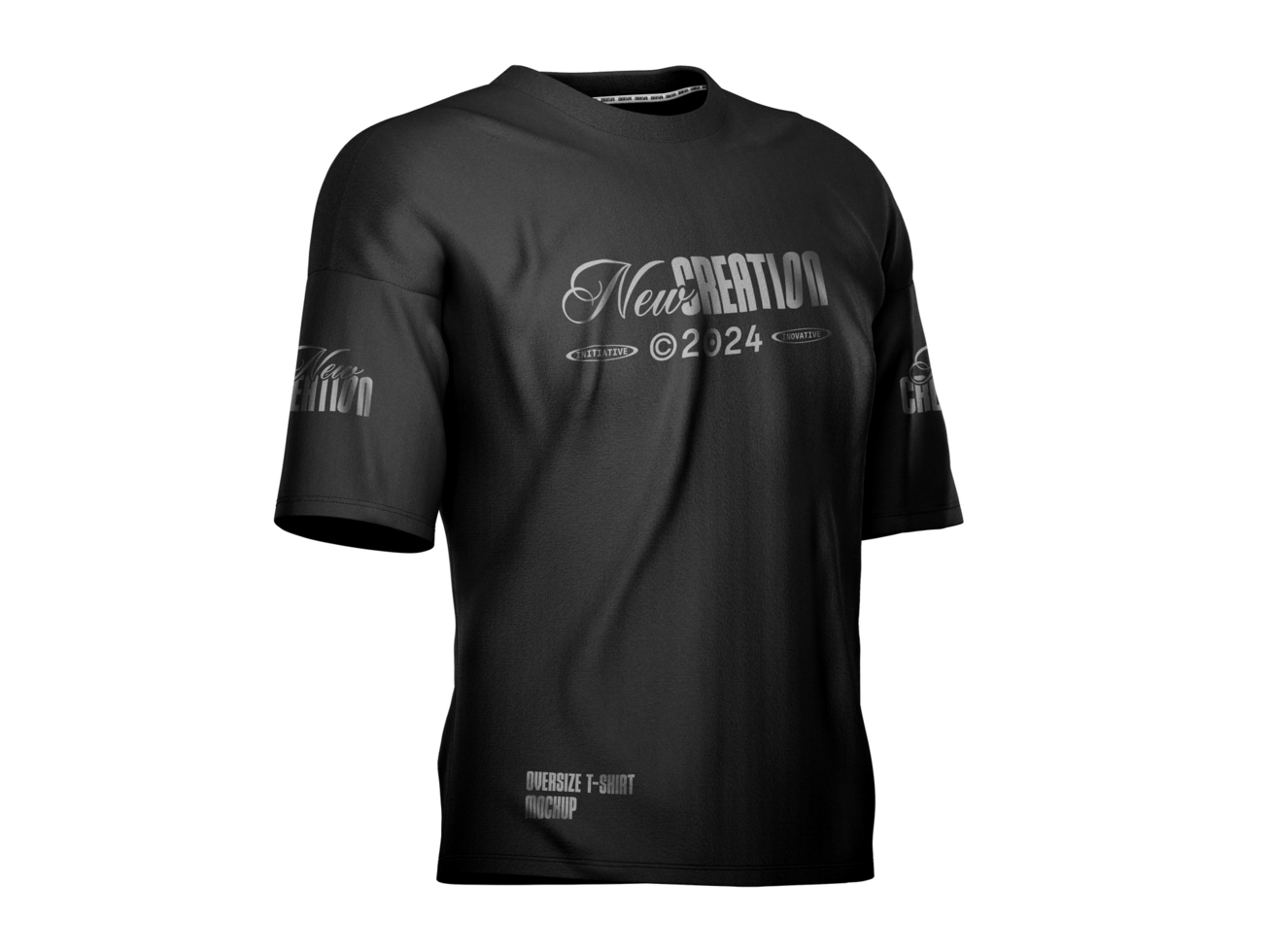 Oversized black t-shirt mockup psd