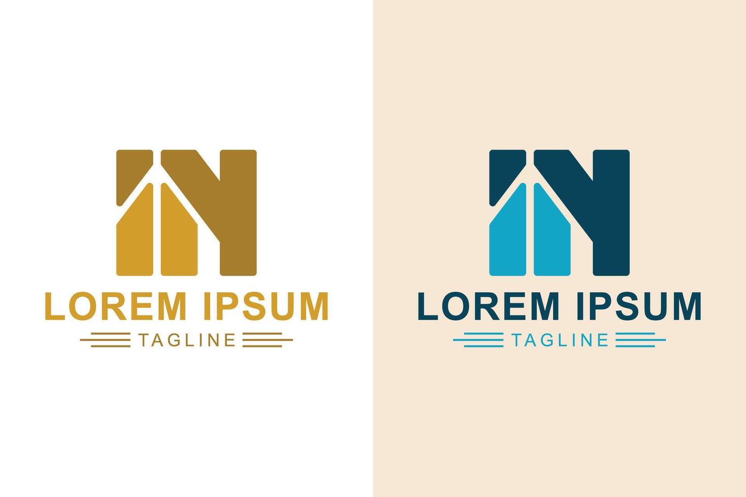Building logo. Abstract letter logo I N with building. Creative logo professional. simple design editable vector