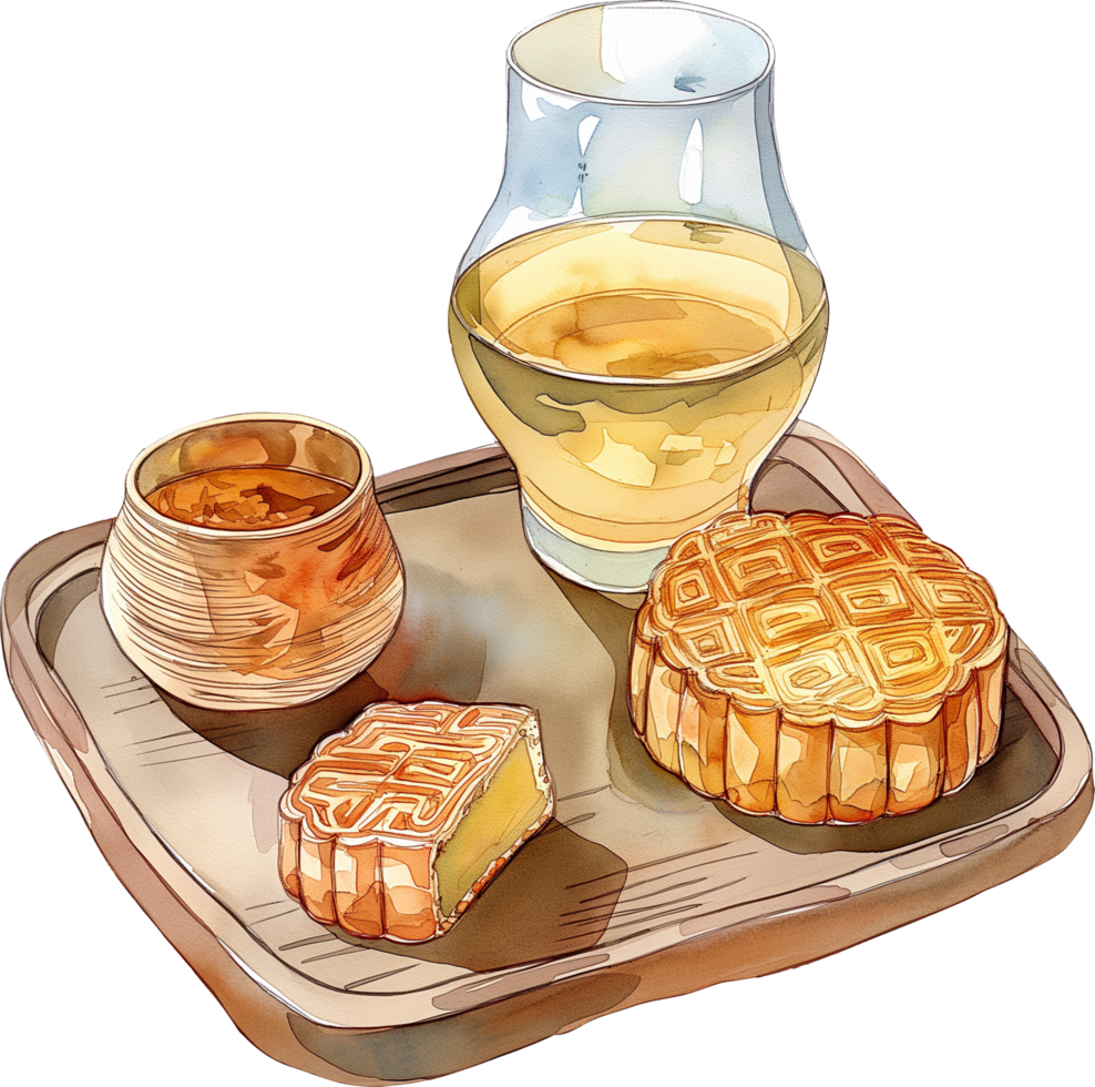 Rice wine and mooncake png
